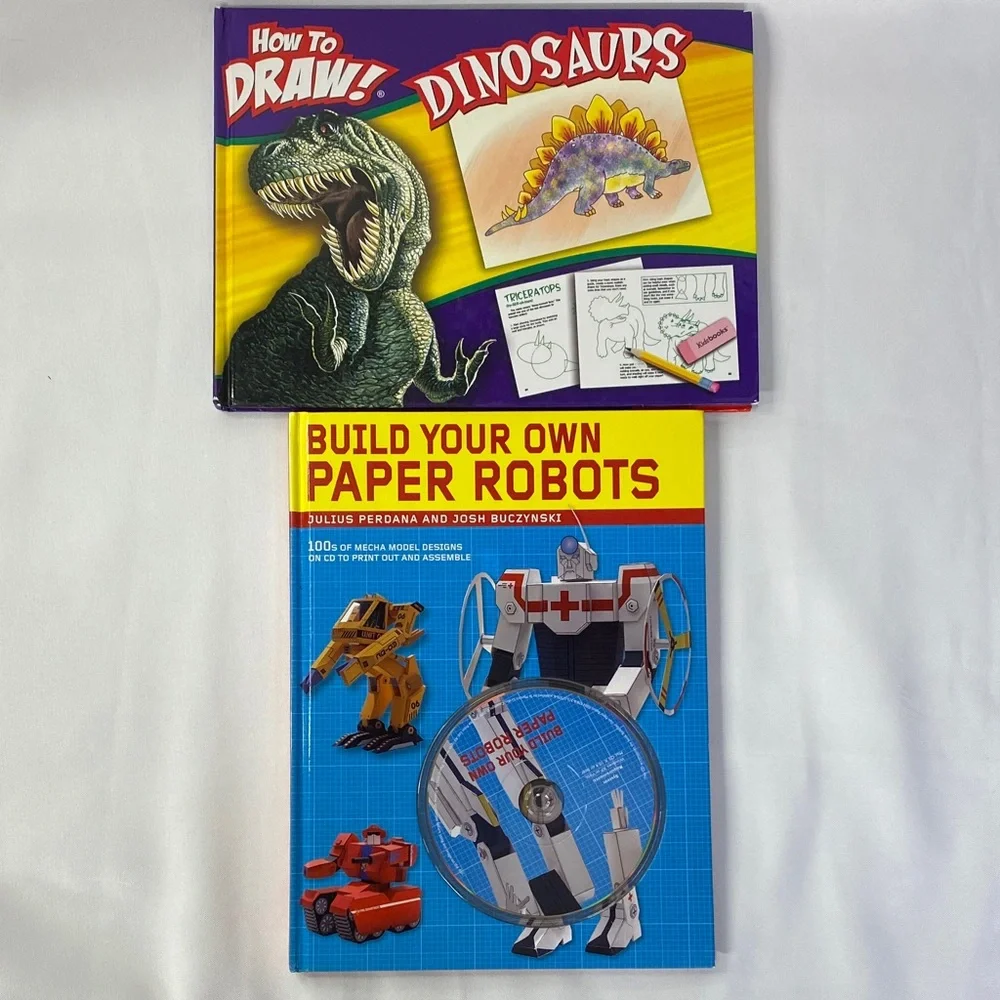 Build Your Own Paper Robots Book - Blue Cover How To Draw Dinosaurs Book